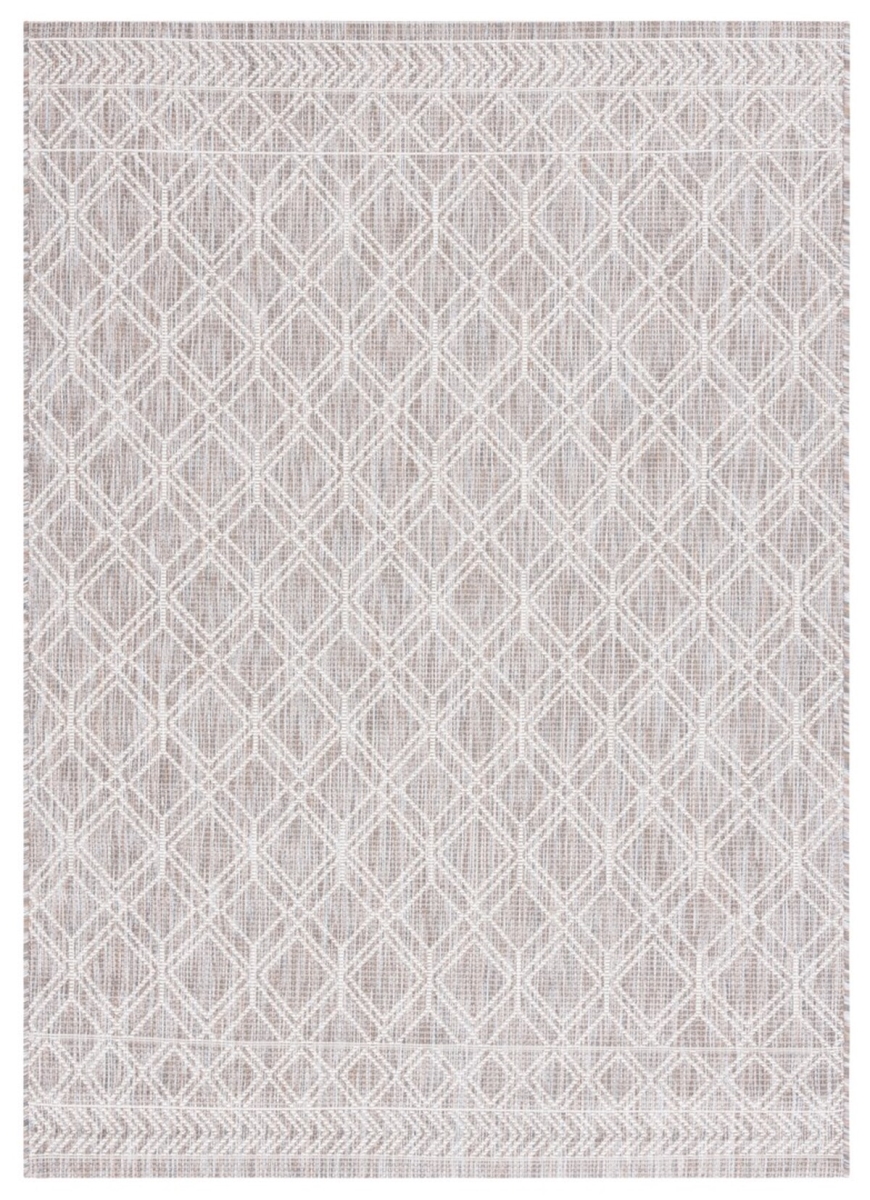 CY8822-59121-4 4 ft. x 5 ft.-7 in. Courtyard Power Loomed Contemporary, Indoor & Outdoor Rectangle Area Rug, Ivory, Beige & Grey -  Safavieh