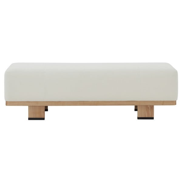 Picture of Safavieh SFV5115A 58.7 x 17.5 x 18.1 in. Abrianna Wood Base Bench&#44; Ivory & Natural
