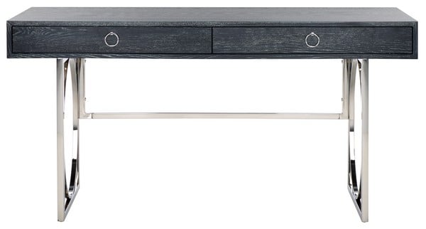 Picture of Safavieh SFV3588A 60 x 20 x 30 in. Presly Modern Desk&#44; Black Cerused Oak & Silver
