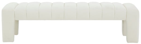 Picture of Safavieh SFV5127E 17.3 x 63.2 x 17.3 in. Bellisima Channel Tufted Bench&#44; Ivory