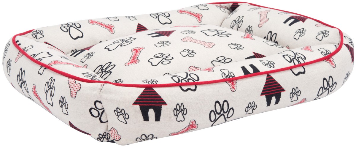 Picture of Safavieh PET1000A-1624 16 x 24 x 6 in. Grover Dog Bed&#44; Ivory & Red