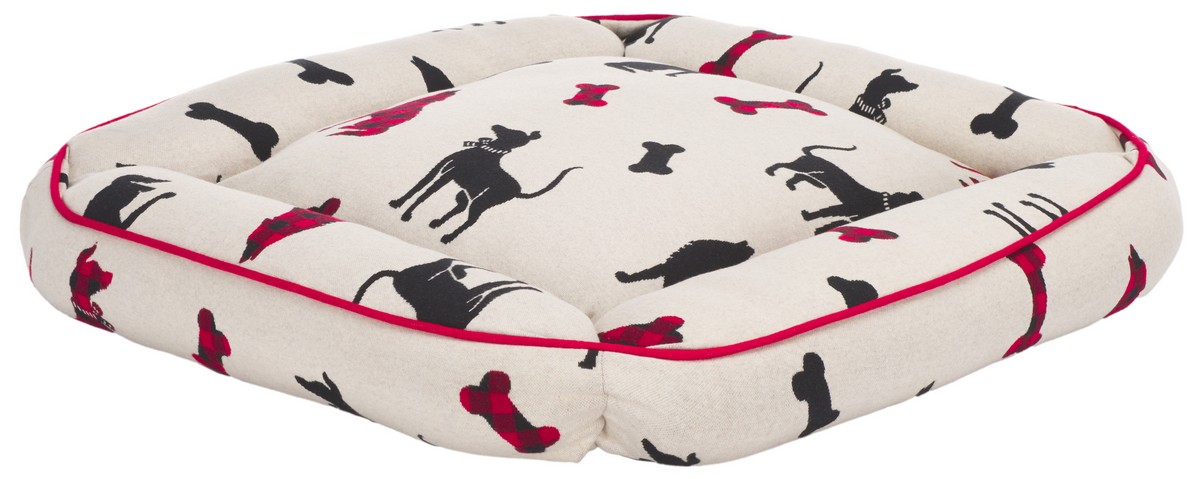 Picture of Safavieh PET1004A-1624 16 x 24 x 6 in. Raddax Dog Bed&#44; Ivory & Red