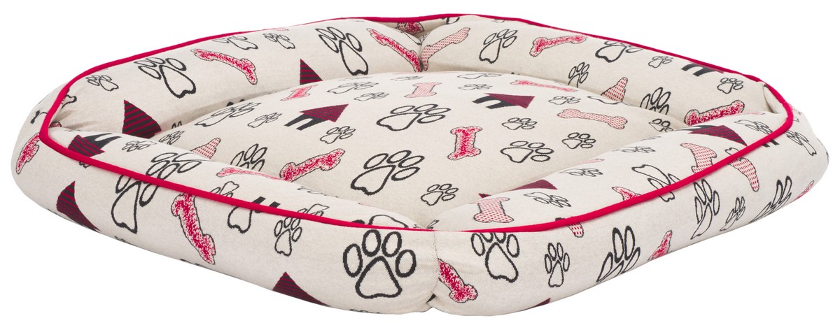 Picture of Safavieh PET1005A-2428 24 x 28 x 6 in. Genji Dog Bed&#44; Ivory & Red