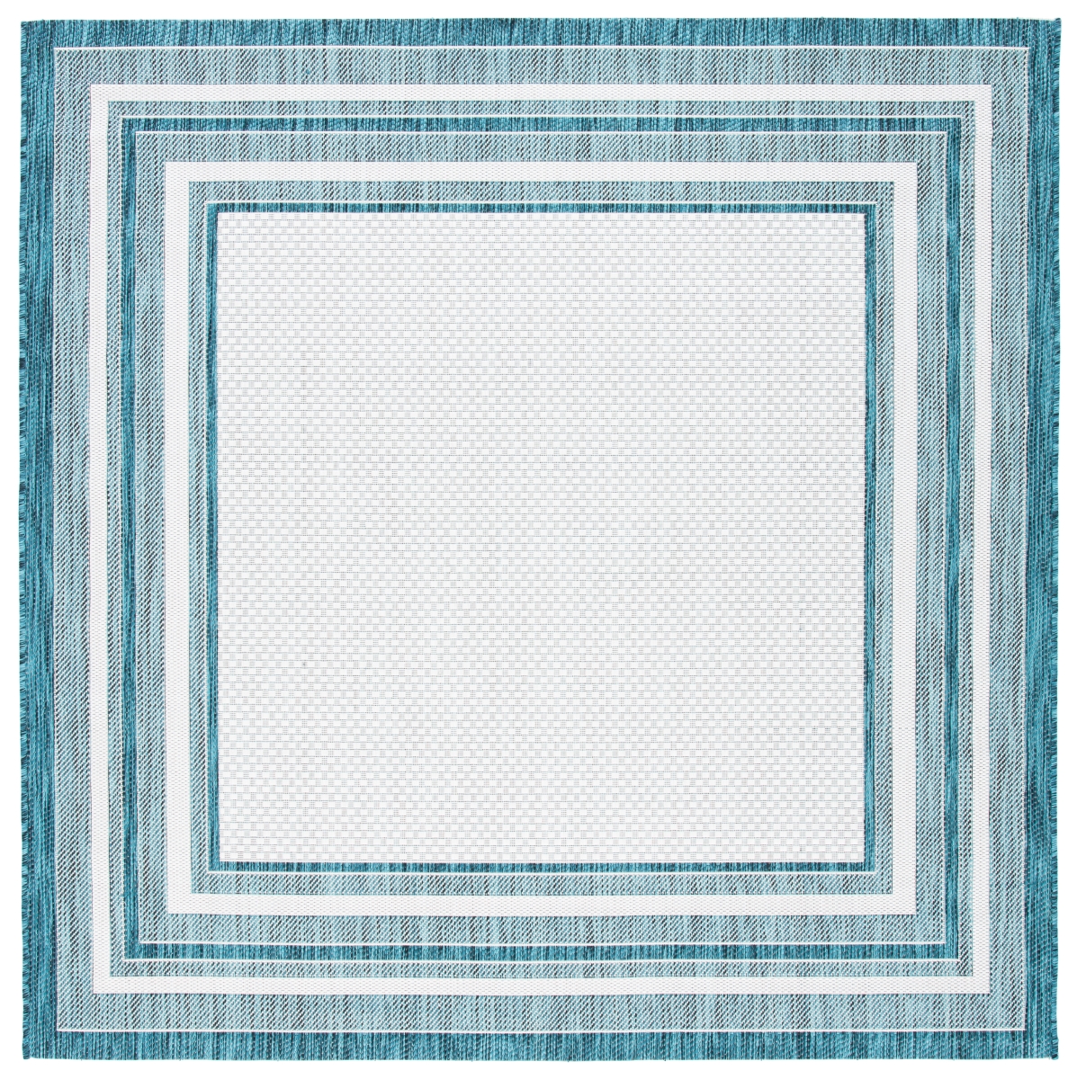 Picture of Safavieh CY8475-53512-8SQ 7 ft.- 10 in. x 7 ft.- 10 in. Courtyard Coastal Square Rug&#44; Ivory & Teal