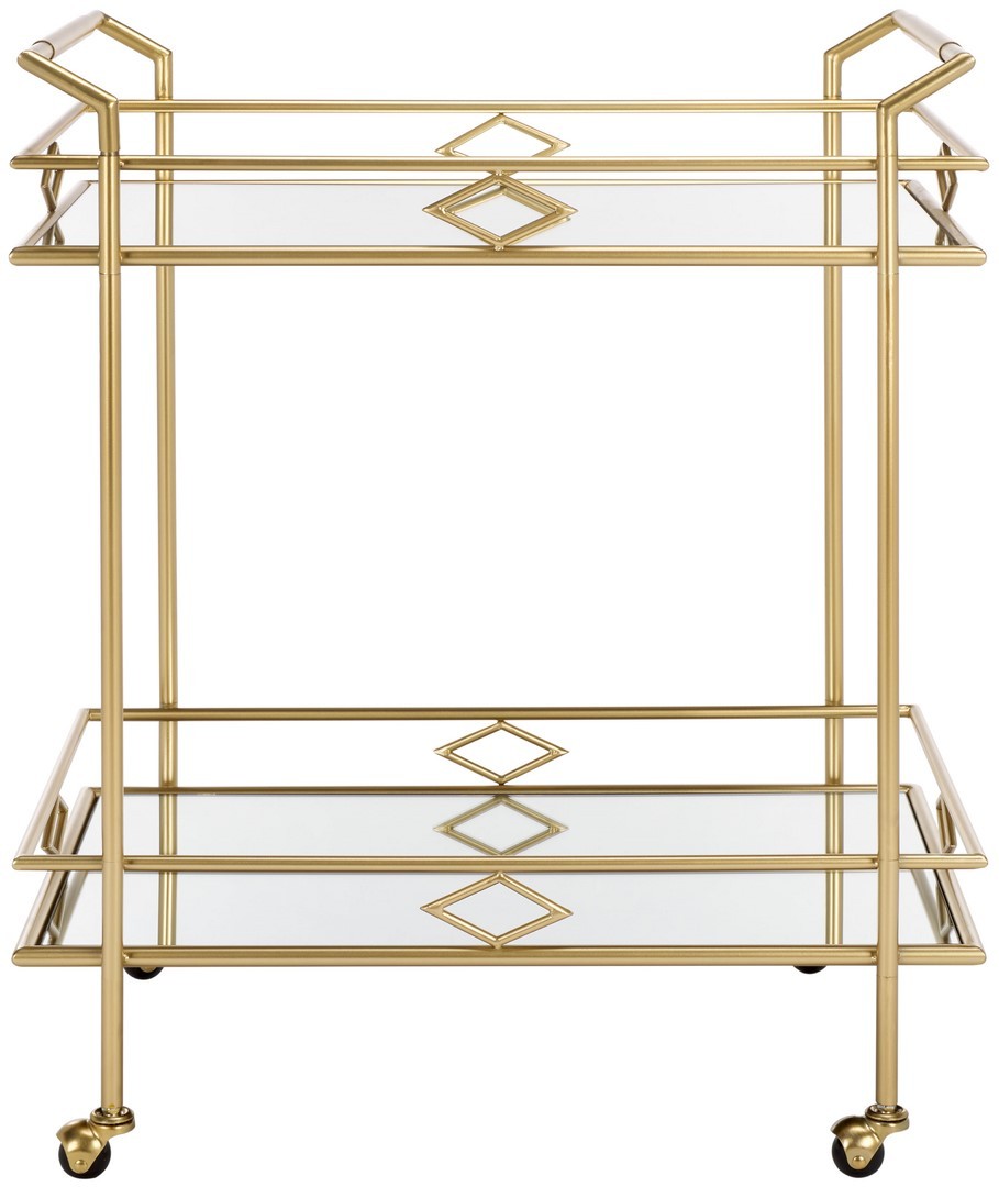 Picture of Safavieh BCT2501A 28.5 x 18.5 x 34 in. Elspeth 2 Tier Bar Cart - Gold & Mirror