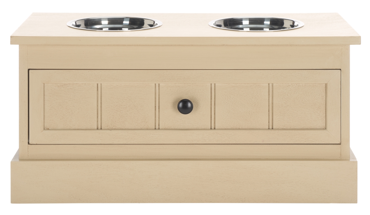 Picture of Safavieh PET5701A 11 x 23.59 x 11.81 in. Boomer Pet Feeder with Drawer&#44; Natural