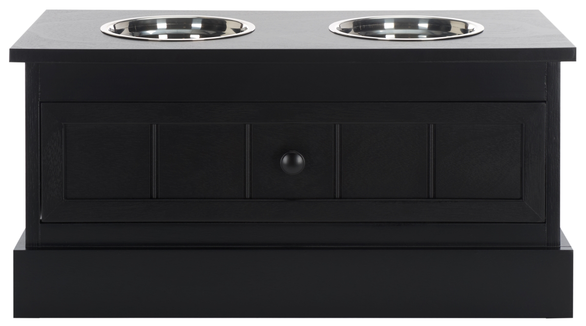 Picture of Safavieh PET5701B 11 x 23.59 x 11.81 in. Boomer Pet Feeder with Drawer&#44; Matte Black