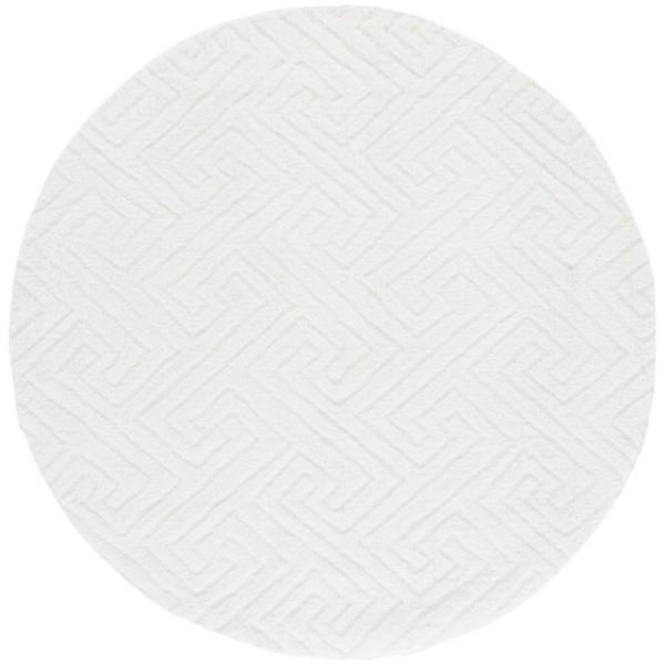 Picture of Safavieh THO652A-5R 5 x 5 ft. Tahoe Shag Modern Power Loomed Round Rug&#44; White