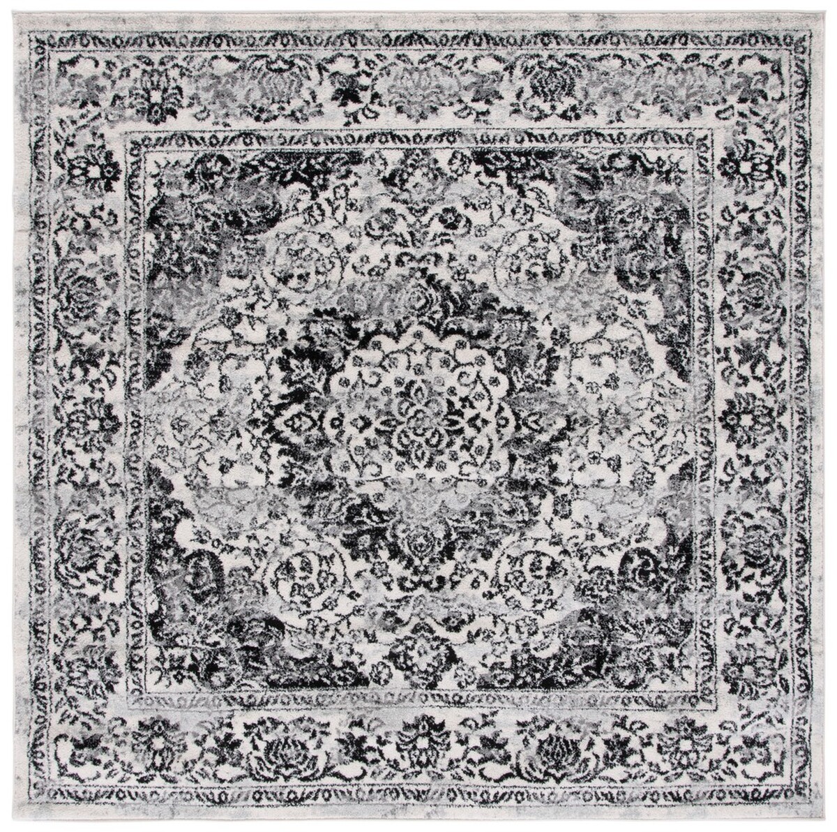 Picture of Safavieh TUL282A-5SQ 5 x 5 ft. Tulum Traditional Power Loomed Square Rug&#44; Ivory & Black