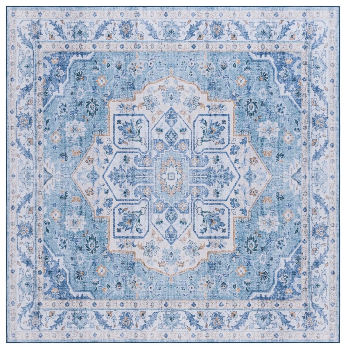 Picture of Safavieh TSN118L-10SQ 10 x 10 ft. Tucson Traditional Power Loomed Square Rug&#44; Light Blue & Blue