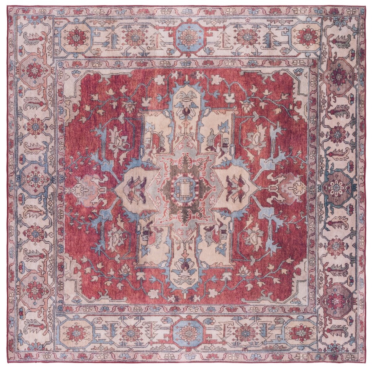 Picture of Safavieh TSN106Q-8SQ 8 x 8 ft. Tucson Traditional Power Loomed Square Rug&#44; Red & Beige