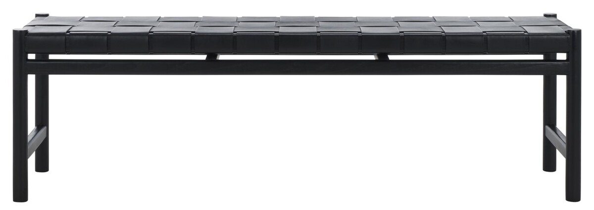 Picture of Safavieh SFV1600A 59.1 x 15.8 x 18.1 in. Devnie Woven Leather Bench&#44; Black