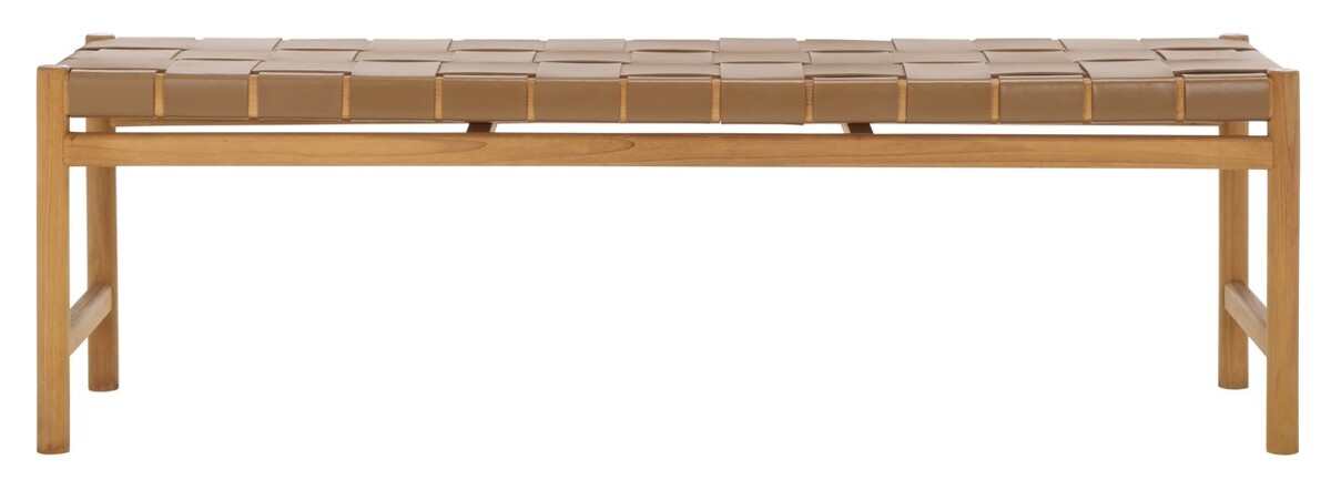 Picture of Safavieh SFV1600B 59.1 x 15.8 x 18.1 in. Devnie Woven Leather Bench&#44; Brown & Natural