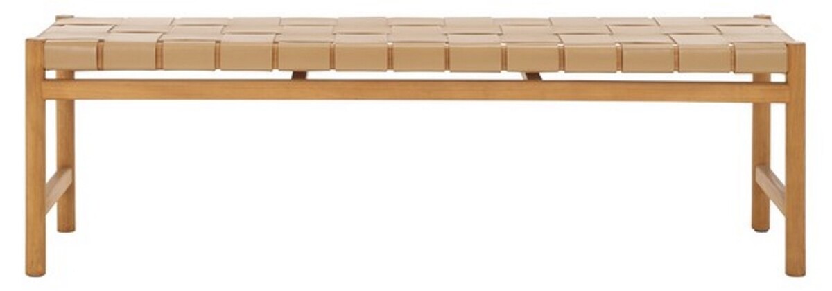 Picture of Safavieh SFV1600C 59.1 x 15.8 x 18.1 in. Devnie Woven Leather Bench&#44; Tan & Natural