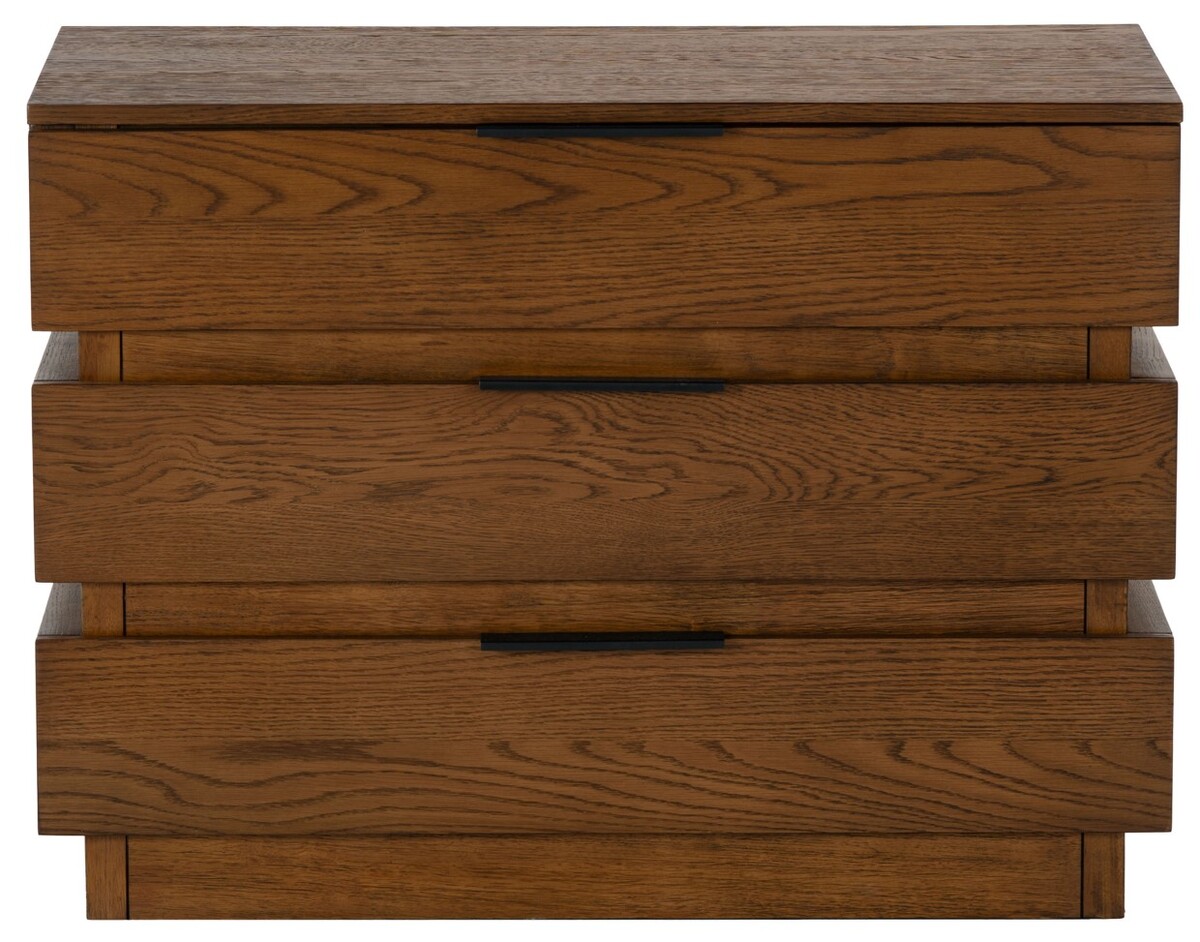 Picture of Safavieh SFV2198C 34 x 18 x 25 in. Titus 3 Drawer Stacked Chest&#44; Medium Oak