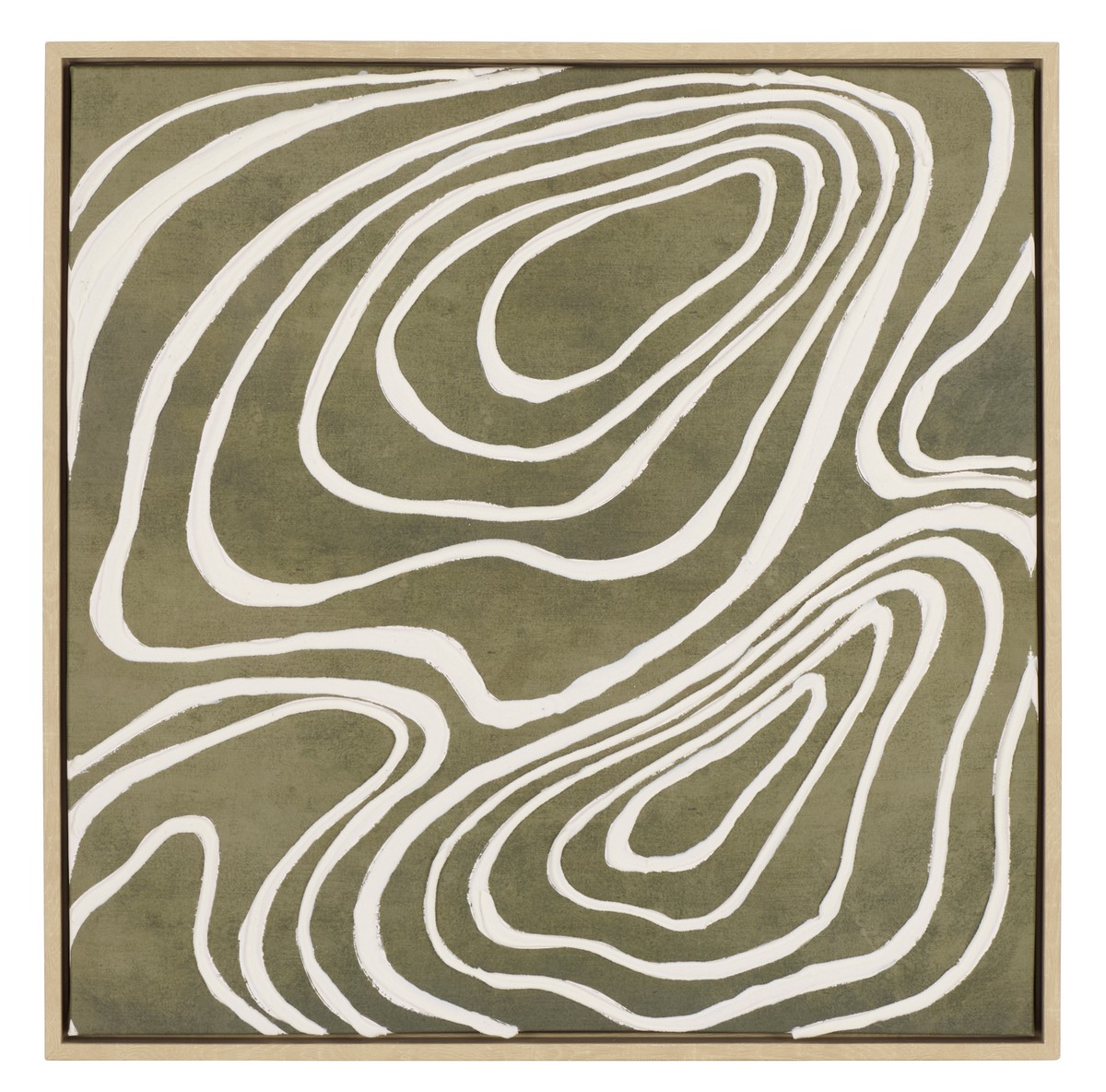 Picture of Safavieh WLA3032A 24 x 24 x 1.5 in. Oyster Bar Polyester Canvas&#44; PS-MDF & Plaster Framed Wall Art - Ivory & Olive Green