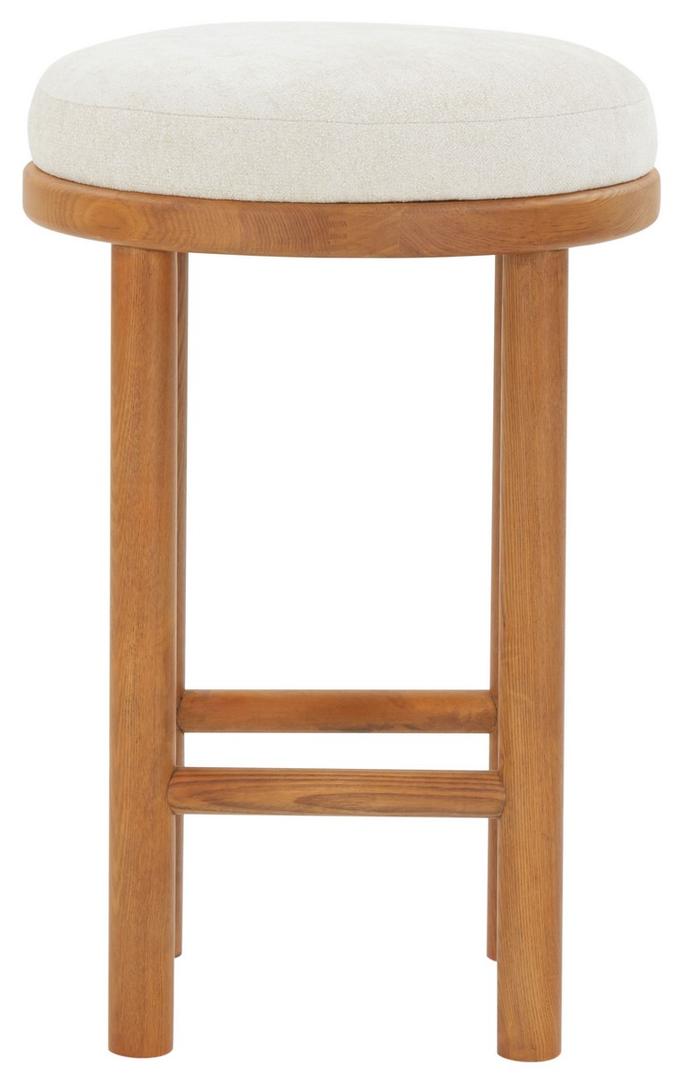 Picture of Safavieh SFV4873A 16.5 x 16.5 x 26.2 in. Toledo Round Wood Counter Stool&#44; Cream & Walnut