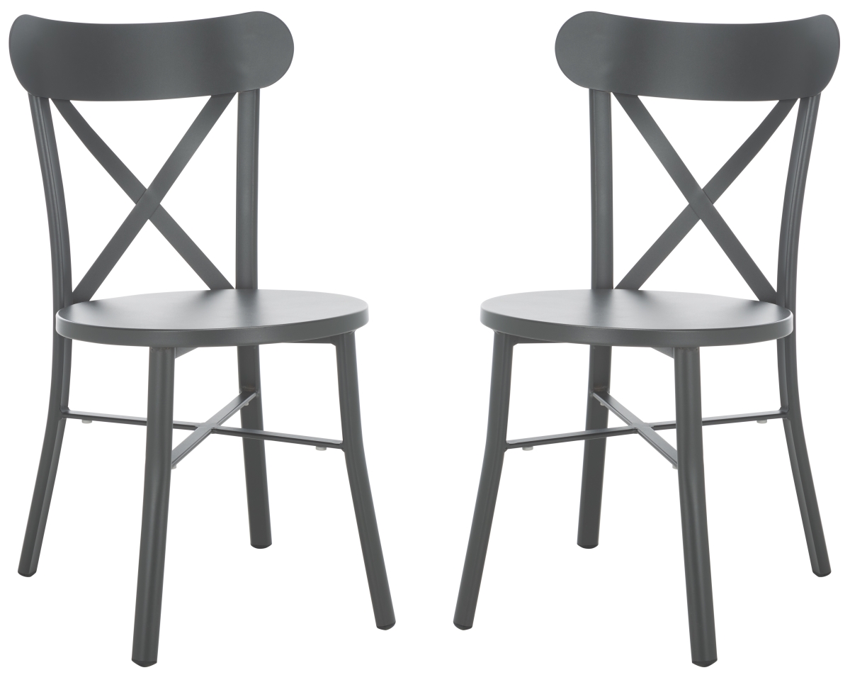 Picture of Safavieh PAT4048B-SET2 19.68 x 17.31 x 33.4 in. Core Cross Back Dining Chair&#44; Gray - Set of 2