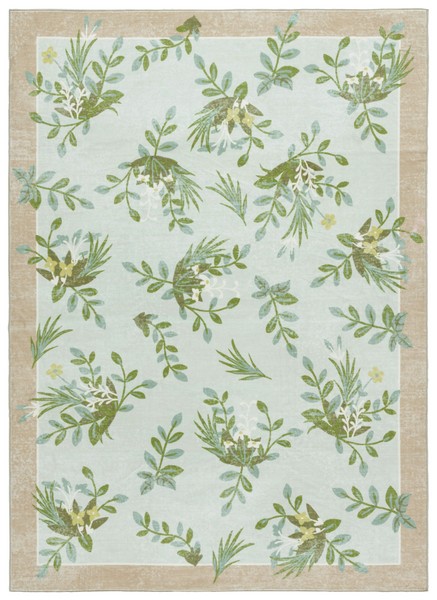 Picture of Safavieh MSRW193E-5 5 x 8 ft. Martha Stewart Washable Country Floral Power Loomed Rectangle Area Rugs&#44; Taupe & Green