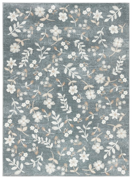 Picture of Safavieh MSRW197G-5 5 x 8 ft. Martha Stewart Washable Country Floral Power Loomed Rectangle Area Rugs&#44; Dark Grey & Beige