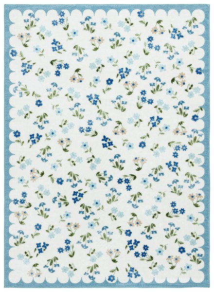 Picture of Safavieh MSRW198A-5 5 x 8 ft. Martha Stewart Washable Country Floral Power Loomed Rectangle Area Rugs&#44; Ivory & Light Blue