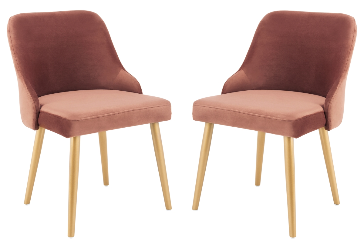 DCH6200D-SET2 Lulu Upholstered Dining Chair, Dusty Rose & Gold -  Safavieh