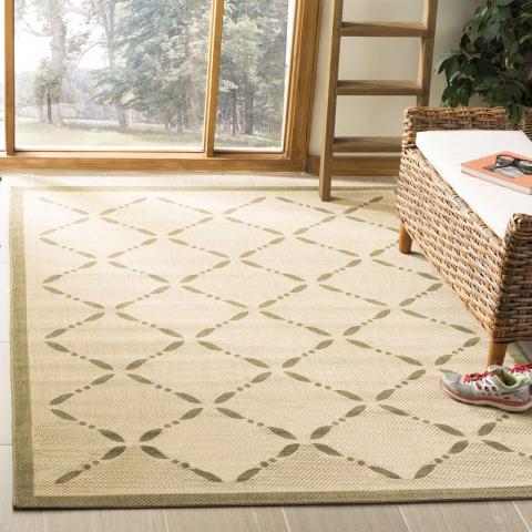 MSR4252-14-4 4 ft. x 5 ft.-7 in. Martha Stewart Power Loomed Small Rectangle Area Rug, Cream & Green -  Safavieh