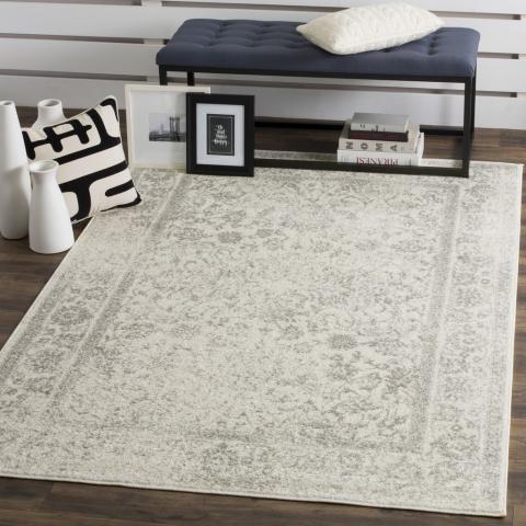 ADR109C-1218 12 x 18 ft. Adirondack Power Loomed Large Rectangle Area Rug, Ivory & Silver