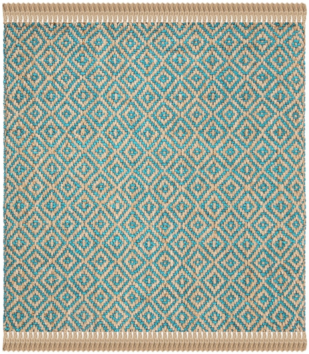 Picture of Safavieh NF266C-6SQ Natural Fiber Hand Woven Square Area Rug&#44; Turquoise & Natural - 6 x 6 ft.