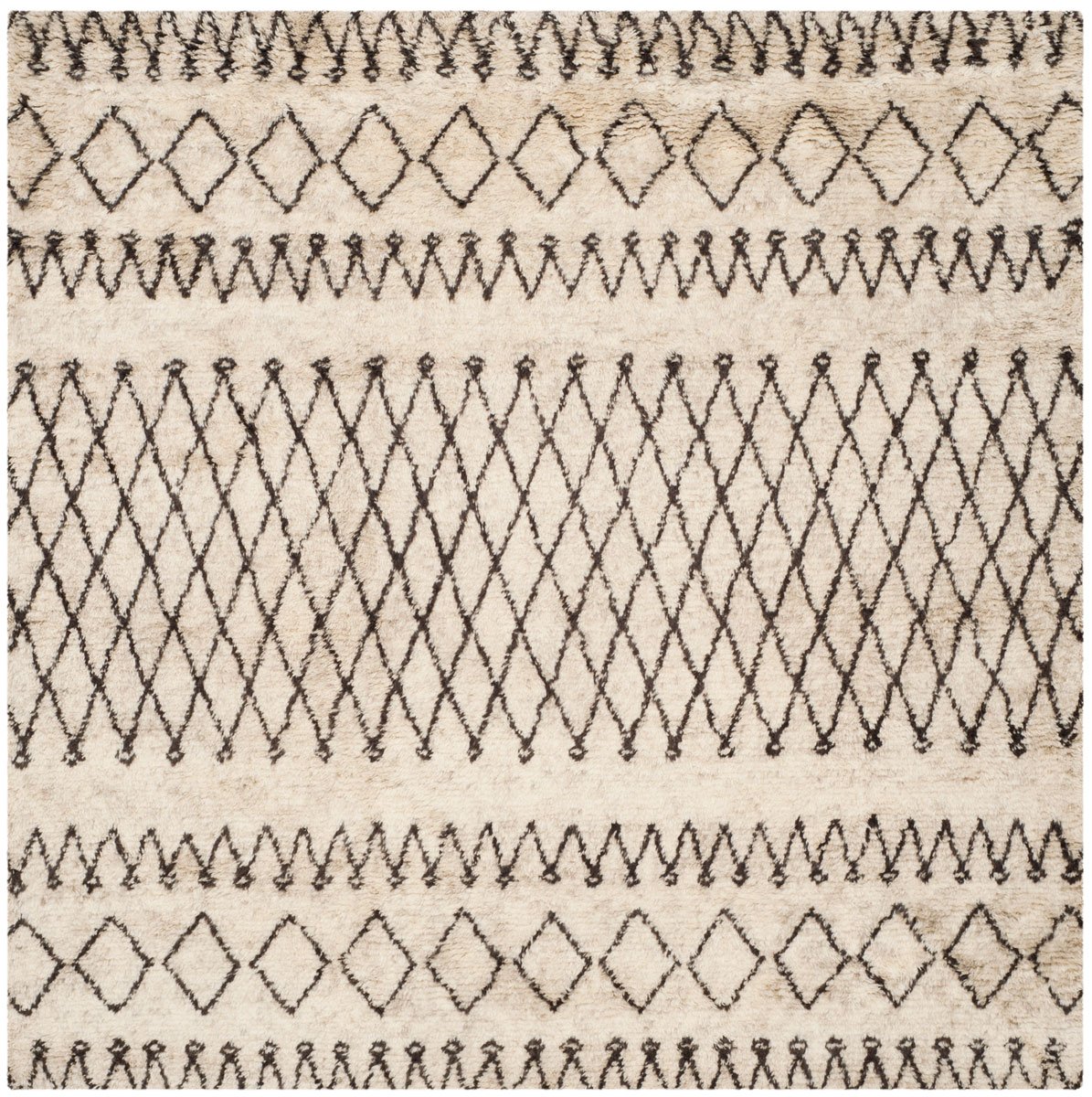 CSB851A-8SQ Casablanca Hand Tufted Square Rug, Ivory & Dark Brown - 8 x 8 ft -  Safavieh