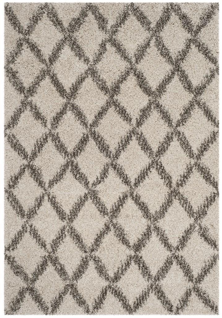 SGH333A-8 Hudson Shag 300 Power Loomed Large Rectangular Area Rug, Ivory & Grey - 8 x 10 ft -  Safavieh