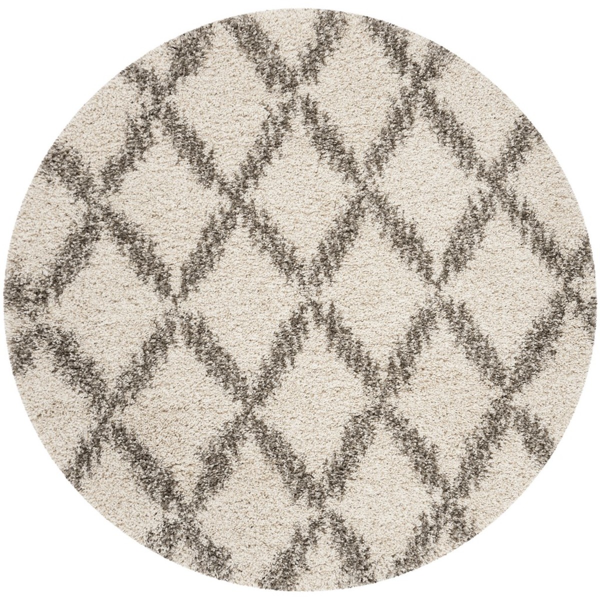 SGH333A-5R Hudson Shag 300 Power Loomed Round Area Rug, Ivory & Grey - 5 x 5 ft -  Safavieh