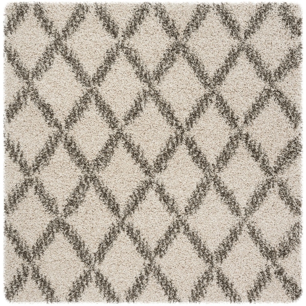 SGH333A-5SQ Hudson Shag 300 Power Loomed Square Area Rug, Ivory & Grey - 5 x 5 ft -  Safavieh