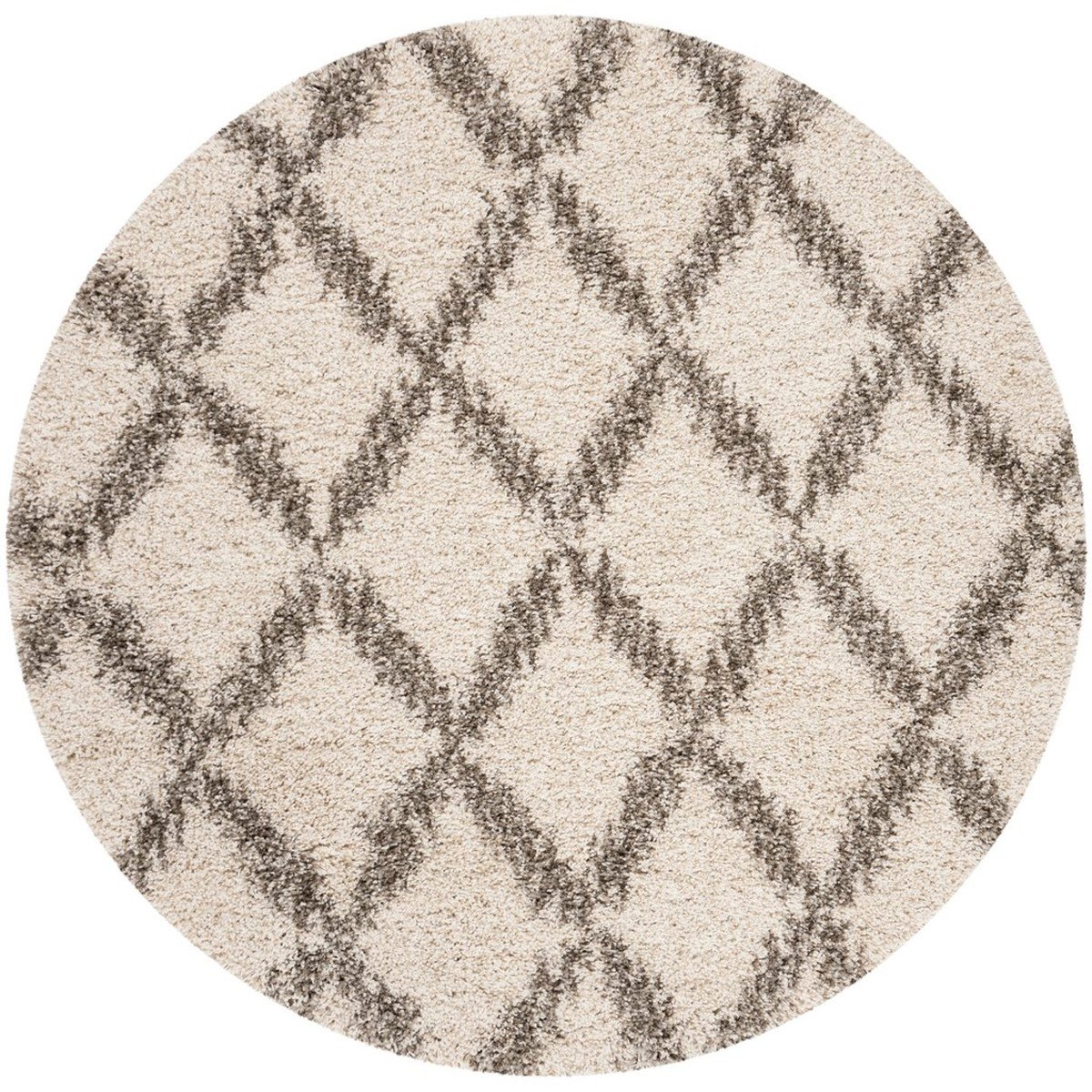 SGH333A-7R Hudson Shag 300 Power Loomed Round Area Rug, Ivory & Grey - 7 x 7 ft -  Safavieh