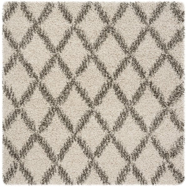 SGH333A-7SQ Hudson Shag 300 Power Loomed Square Area Rug, Ivory & Grey - 7 x 7 ft -  Safavieh