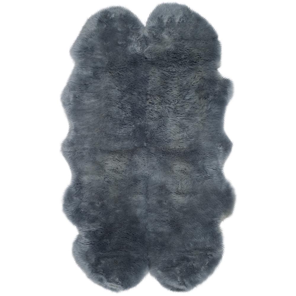 Picture of Safavieh SHS121B-4 3 ft. 7 in. x 5 ft. 11 in. Sheep Skin Natural Sheep Skin Made within Acid Dying Rug&#44; Steel Blue - Small Rectangle