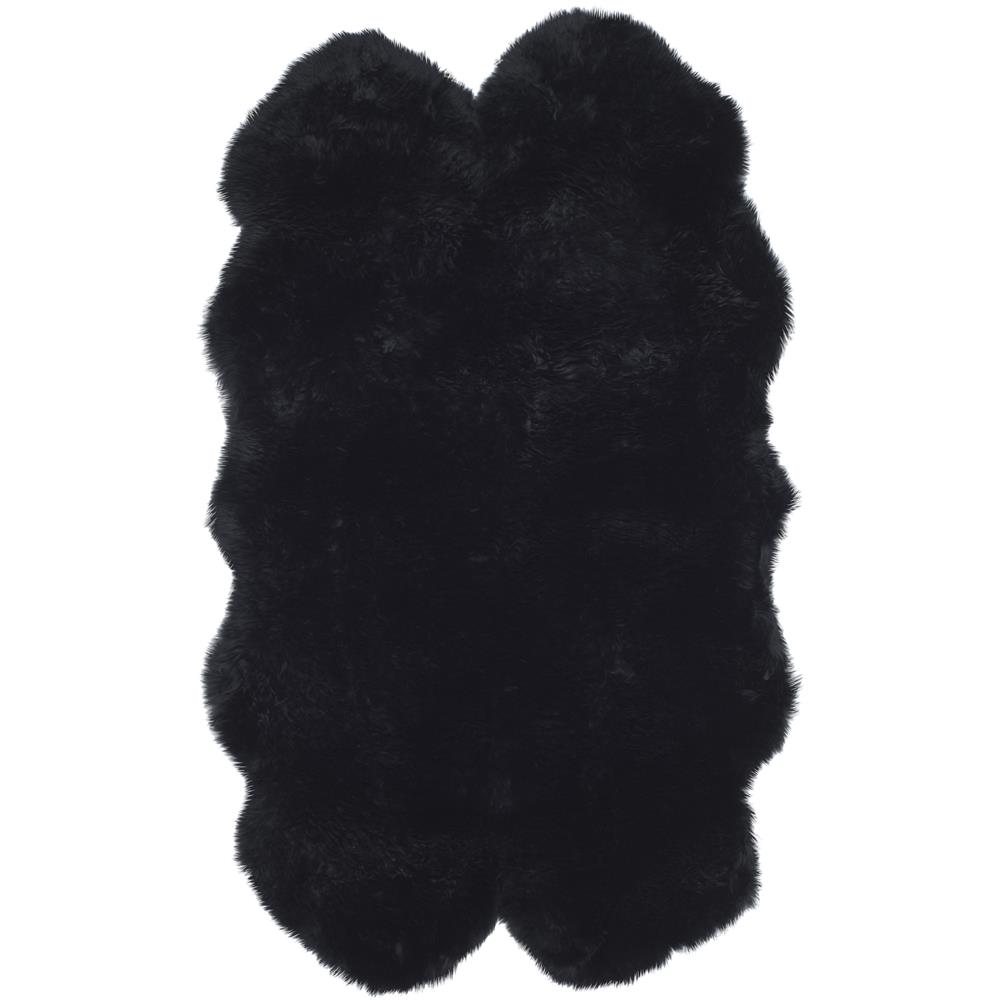Picture of Safavieh SHS121C-4 3 ft. 7 in. x 5 ft. 11 in. Sheep Skin Natural Sheep Skin Made within Acid Dying Rug&#44; Midnight Black - Small Rectangle