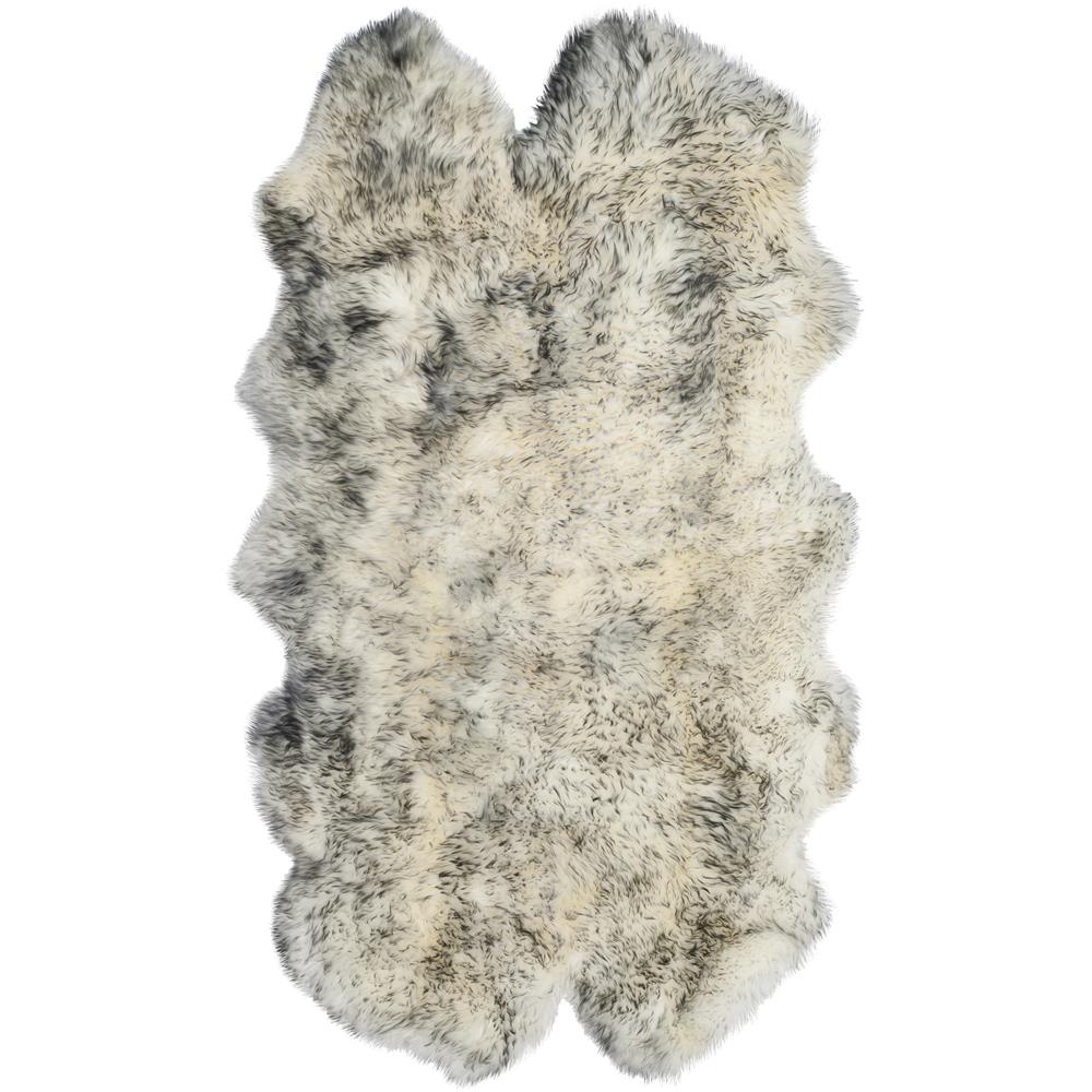 Picture of Safavieh SHS121E-4 3 ft. 7 in. x 5 ft. 11 in. Sheep Skin Natural Sheep Skin Made within Acid Dying Rug&#44; Ivory & Smoke Grey - Small Rectangle