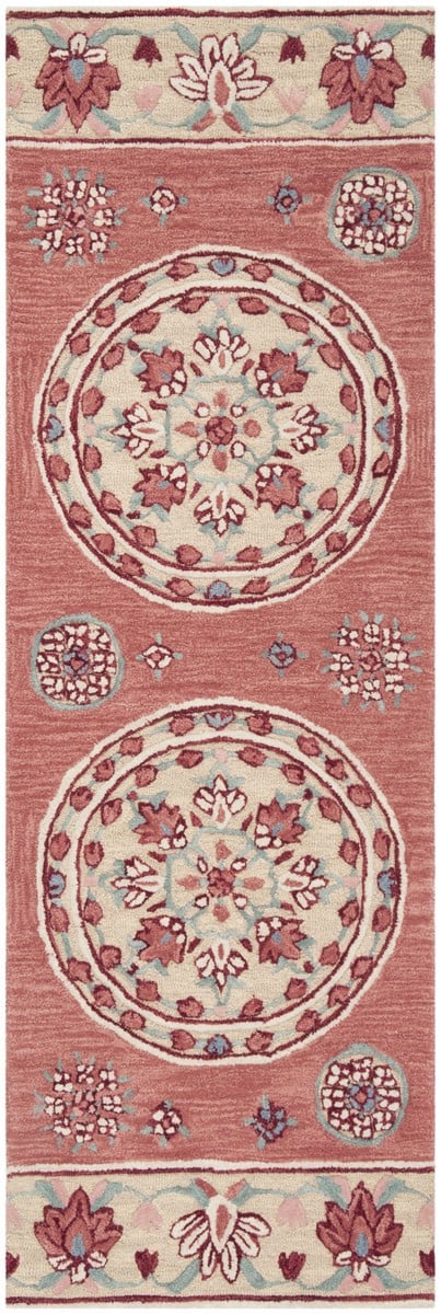 BLG601Q-27 Bellagio Hand Tufted Runner Rug, Red & Beige - 2 ft. 3 in. x 7 ft -  Safavieh