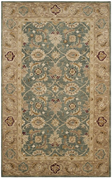 Picture of Safavieh AT849B-3 3 x 5 ft. Small Rectangle Antiquity Hand Tufted Rug&#44; Teal Blue & Taupe