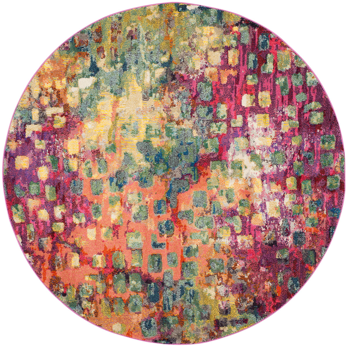 Picture of Safavieh MNC225D-5R 5 x 5 ft. Round Monaco Power Loomed Rug&#44; Pink & Multi Color