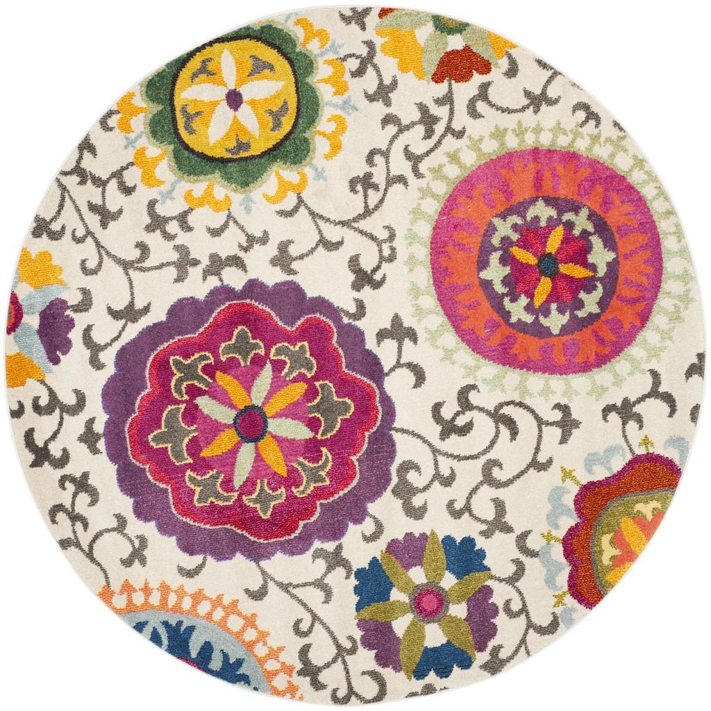 Picture of Safavieh MNC233A-5R 5 x 5 ft. Round Monaco Power Loomed Rug&#44; Ivory & Multi Color