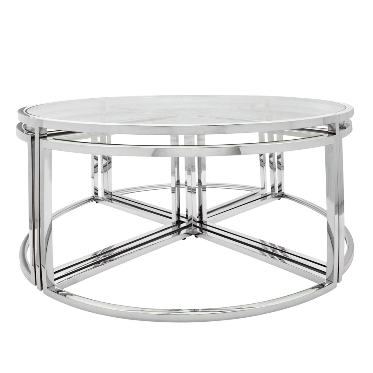 15440-01 Metal Pull Out Coffee Table, Silver