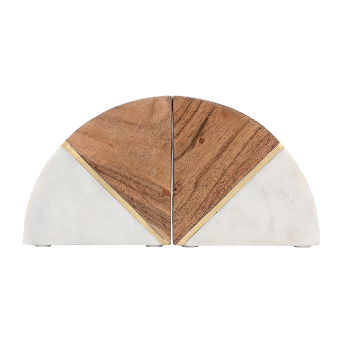 Picture of Sagebrook Home 18860 5 in. Marble Bookends with Wood & Brass Detail&#44; Multi Color - Set of 2