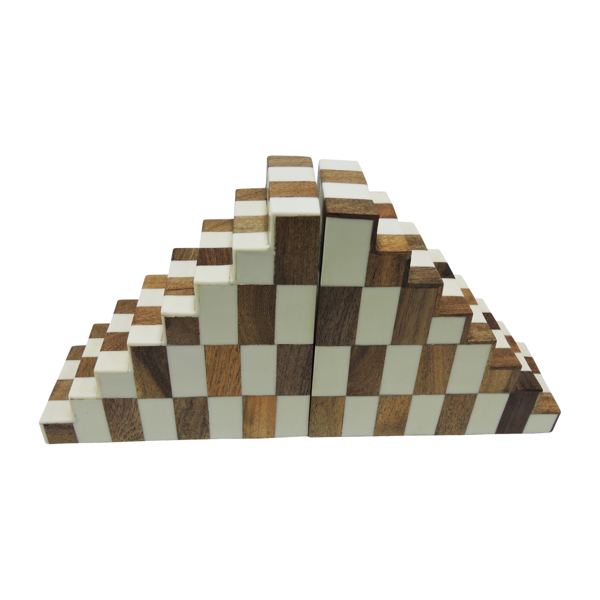 Picture of Sagebrook Home 18926 6 in. Resin Steps Bookends&#44; Ivory & Natural - Set of 2