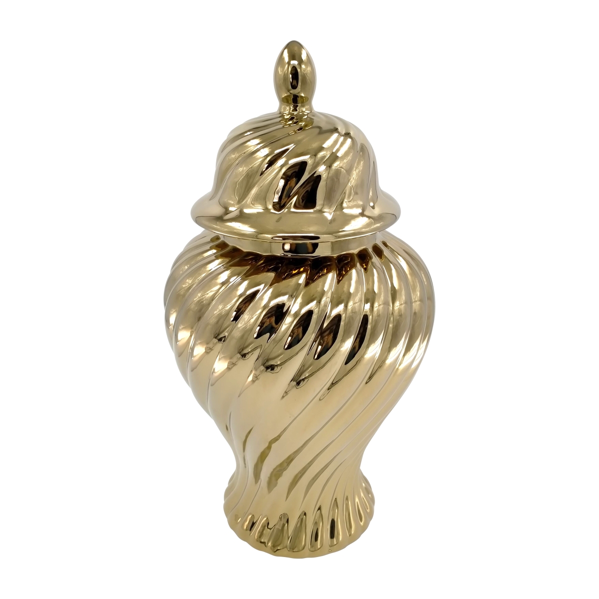 Picture of Sagebrook Home 19044-02 20 in. Ceramic Swirl Temple Jar, Gold