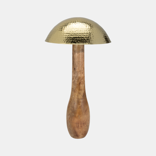 Picture of Sagebrook Home 18824-03 28 in. Metal Mushroom Sculpture with Wood Base&#44; Gold
