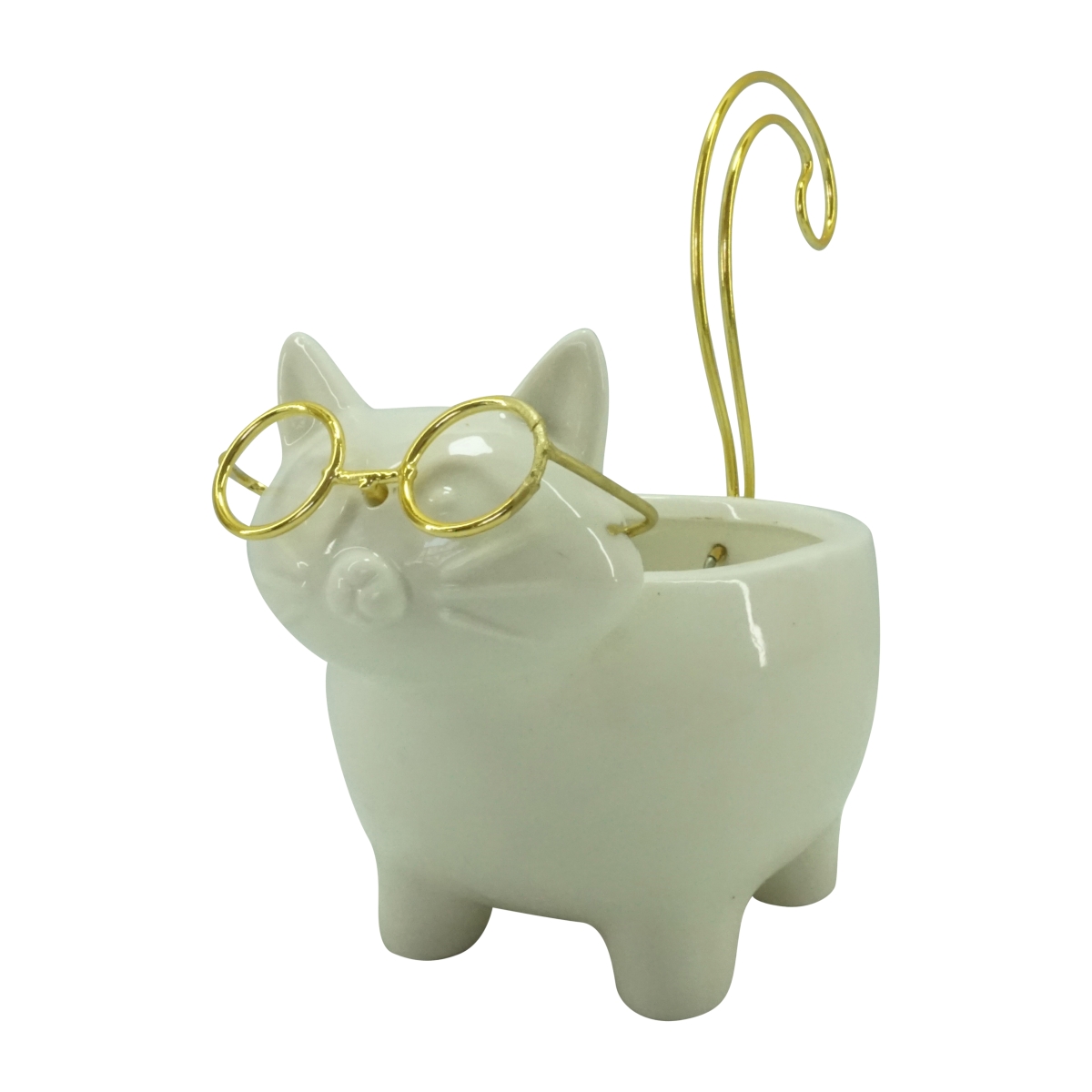 Picture of Sagebrook Home 18633-01 6 in. Cer Kitty Trinket Dish, White & Gold