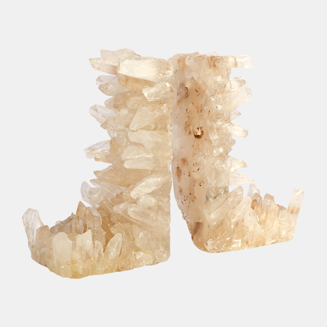 Picture of Sagebrook Home 18976 5 in. Quartz Crystallized Bookends&#44; Ivory & Beige - Set of 2