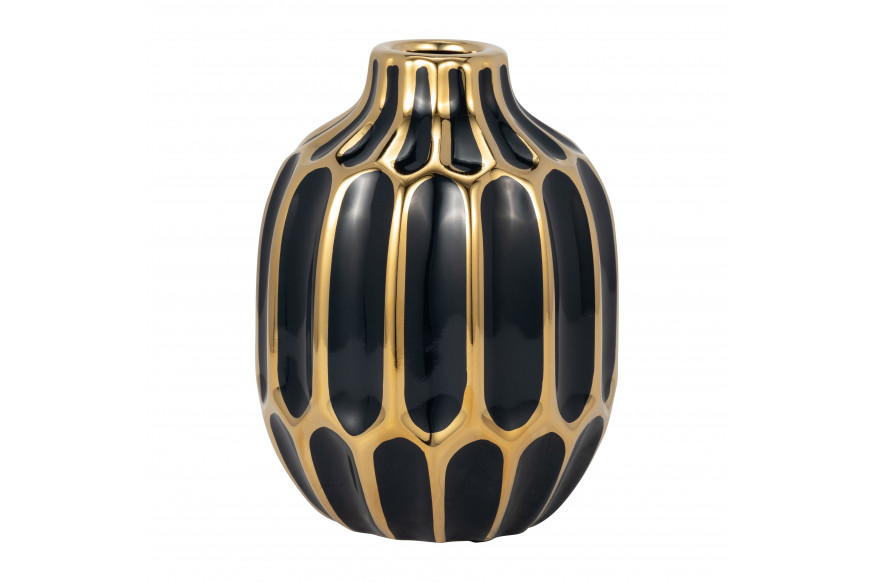 Picture of Sagebrook Home 12540-13 8 in. Ceramic Vase&#44; Dark Navy & Gold